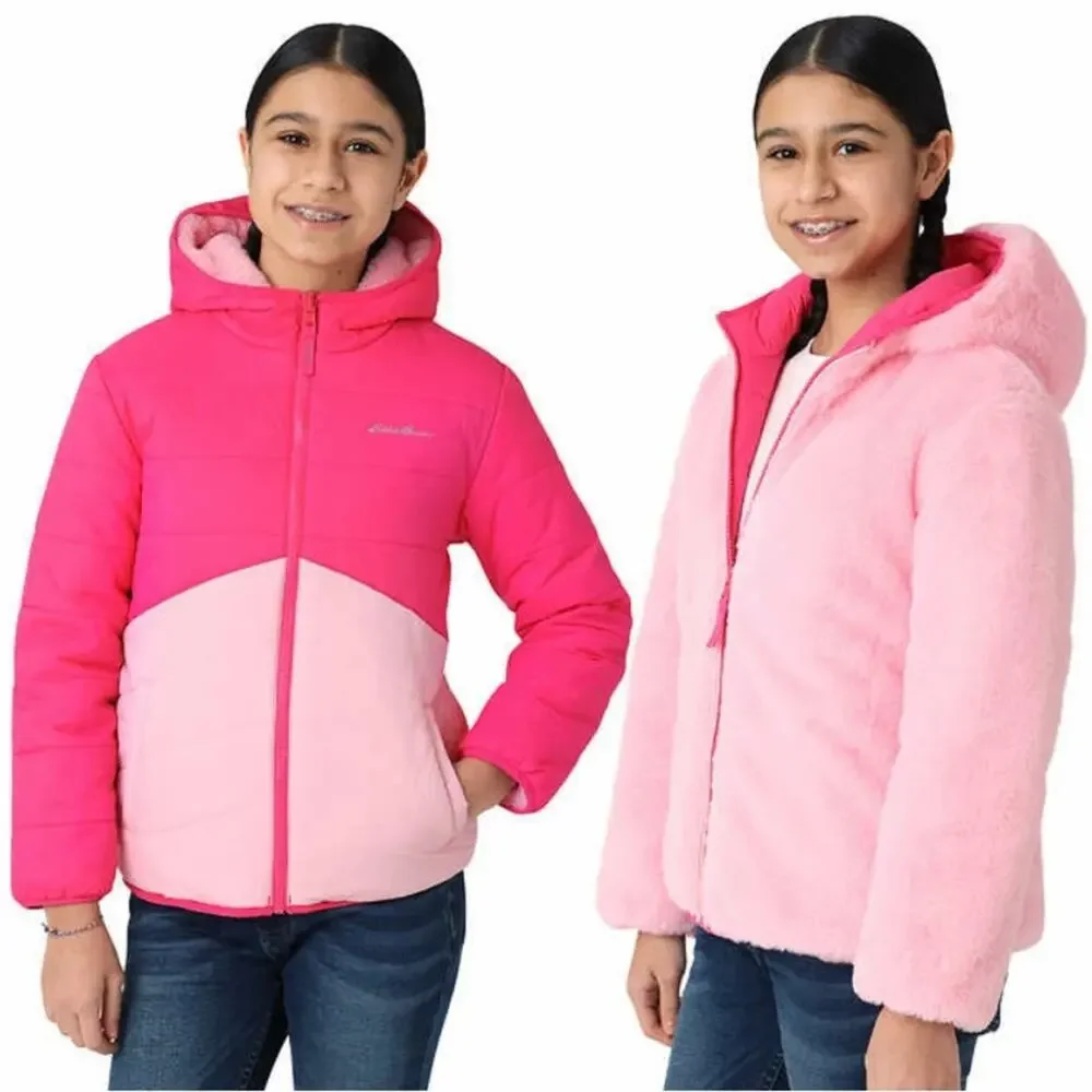 Eddie Bauer Girls Jacket Reversible Magenta Size Large NWT